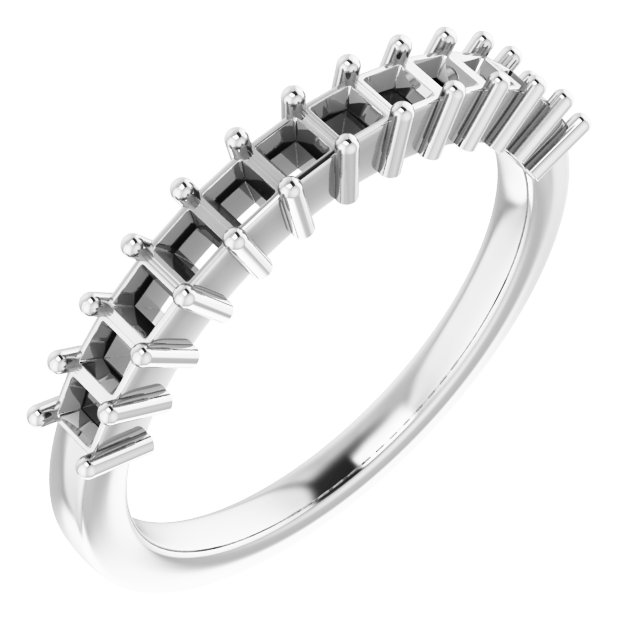 14K White Wedding Band for Round 
