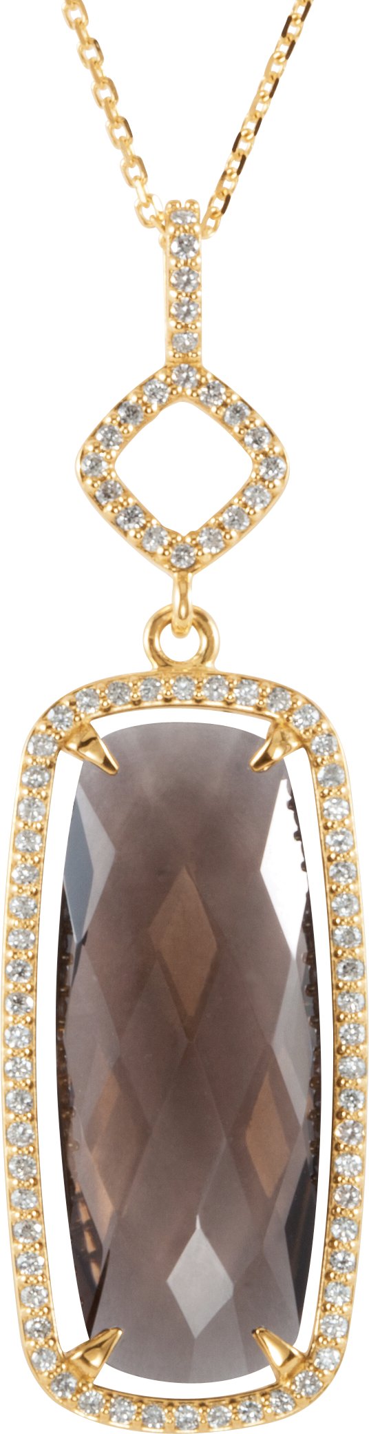 14K Yellow Smoky Quartz and .375 CTW Diamond Halo Style 18 inch Necklace Ref 3627882