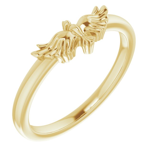 14K Yellow Holy Spirit Dove Ring 