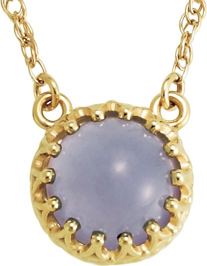 14K Yellow 8 mm Blue Chalcedony Crown 18 inch Necklace Ref. 3637404