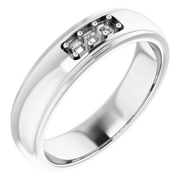 3 mm Asscher Mens Band Mounting