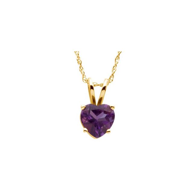 14K Yellow 6x6 mm Heart Amethyst Solitaire 18