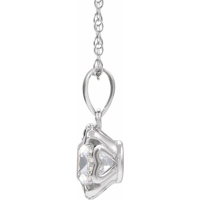 14K White Lab-Grown White Sapphire & .04 CTW Natural Diamond 18 Necklace