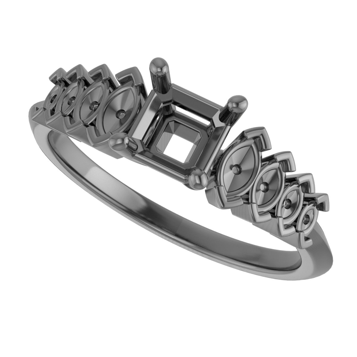 6 mm Square Engagement Ring Mounting view 5