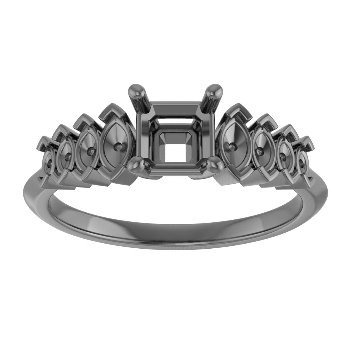 6 mm Square Engagement Ring Mounting view 3