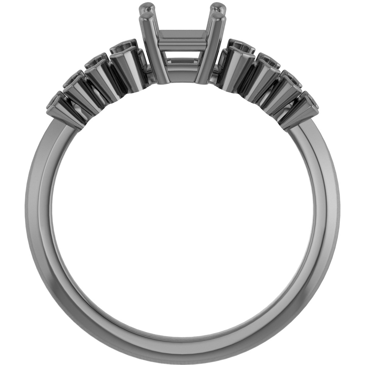 6 mm Square Engagement Ring Mounting view 2