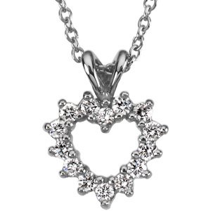 Platinum 1/5 CTW Natural Diamond Heart 18" Necklace