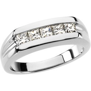 Platinum 3/4 CTW Diamond Men-s Five-Stone Ring 