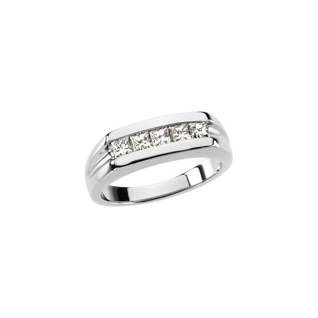 Platinum 3/4 CTW Diamond Men-s Five-Stone Ring 