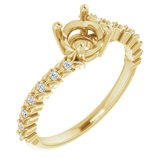 14K Yellow 6.5 mm Round 1/10 CTW Natural Diamond Semi-Set Accented Vine Inspired Engagement Ring 