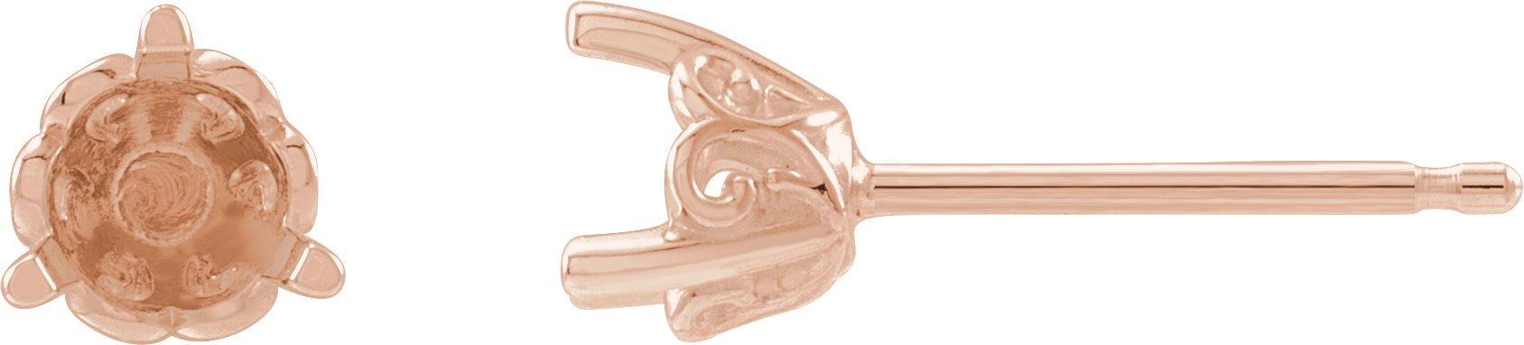 Round 3-Prong Scroll Stud Earrings