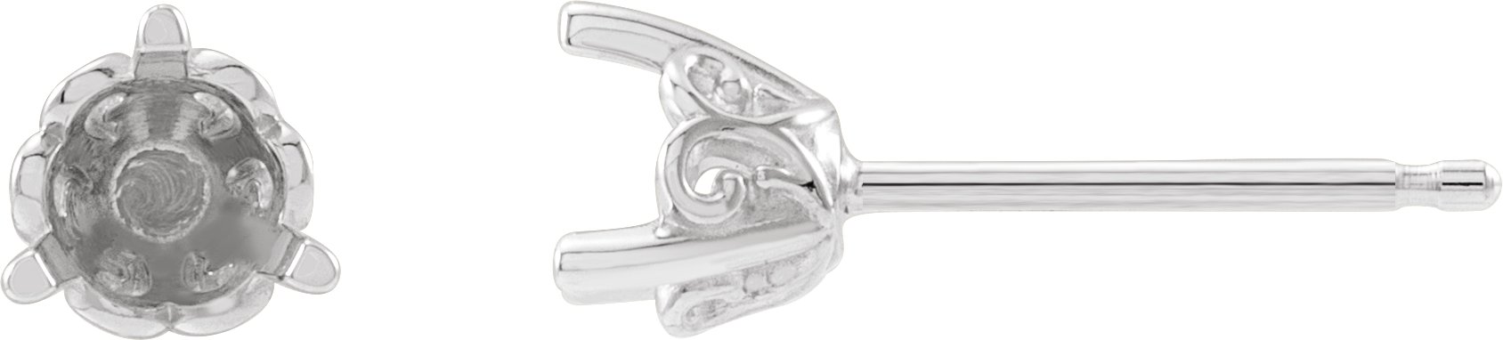 Round 3-Prong Scroll Stud Earrings