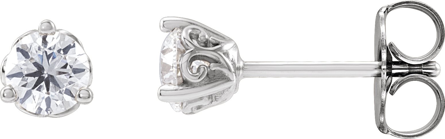 14K White 3/8 CTW Natural Diamond Scroll Earrings
