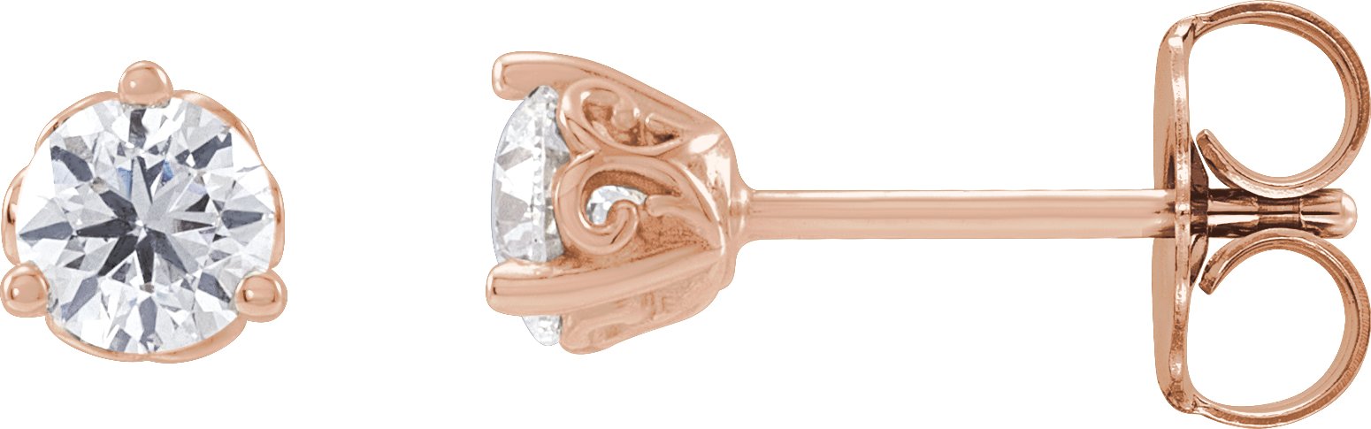 Round 3-Prong Scroll Stud Earrings