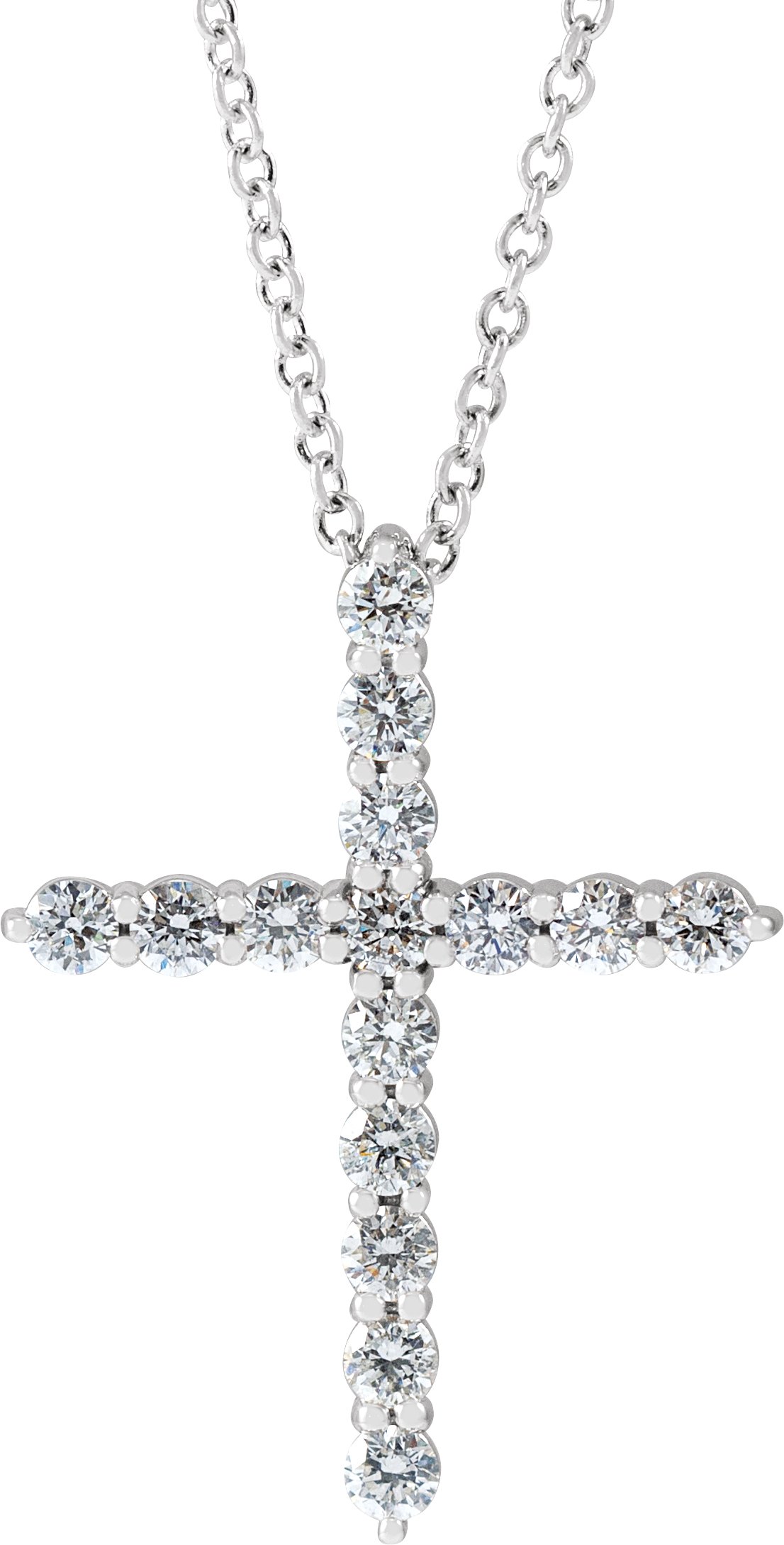 14K White 1/2 CTW Natural Diamond Cross 16-18" Necklace