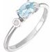 14K White 6x4 mm Natural Sky Blue Topaz & Natural White Opal Ring