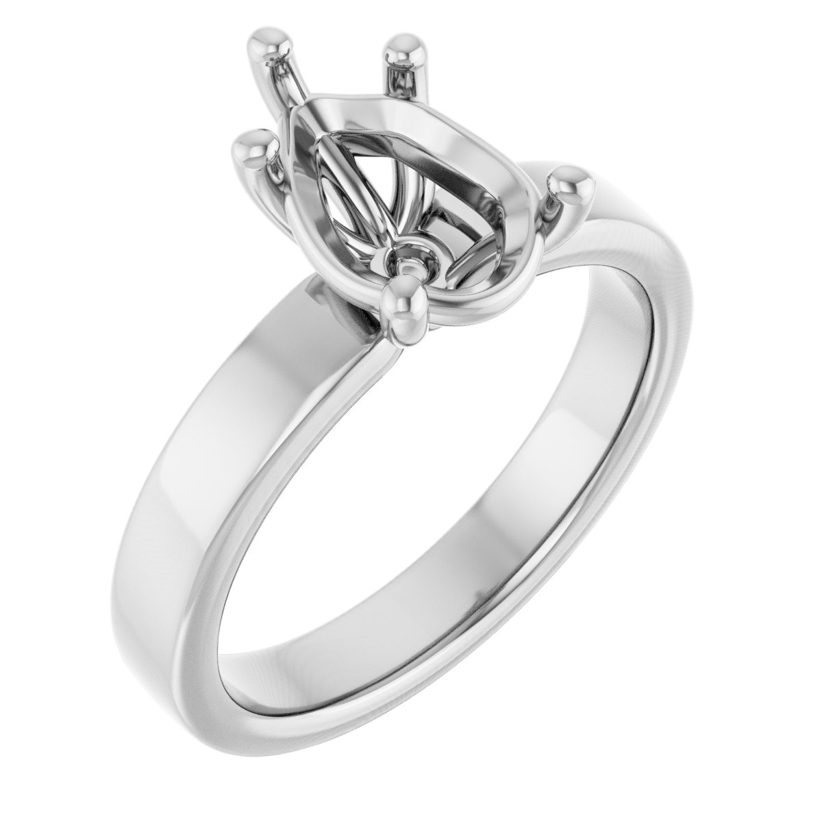 14K White 10x7 mm Pear Solitaire Engagement Ring Mounting