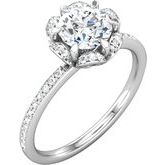 Continuum Sterling Silver 5.8 mm Round Cubic Zirconia & 1/6 CTW Diamond Engagement Ring