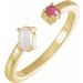 14K Yellow Natural White Opal Cabochon & Natural Pink Tourmaline Negative Space Ring