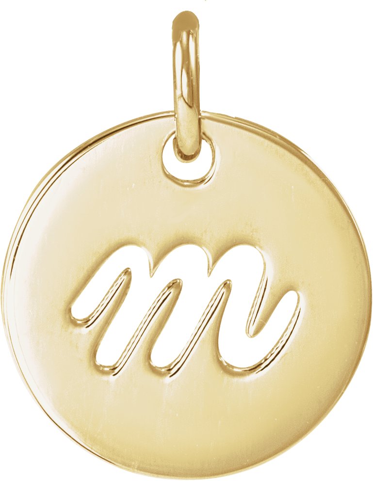 14K Yellow Script Initial M Pendant