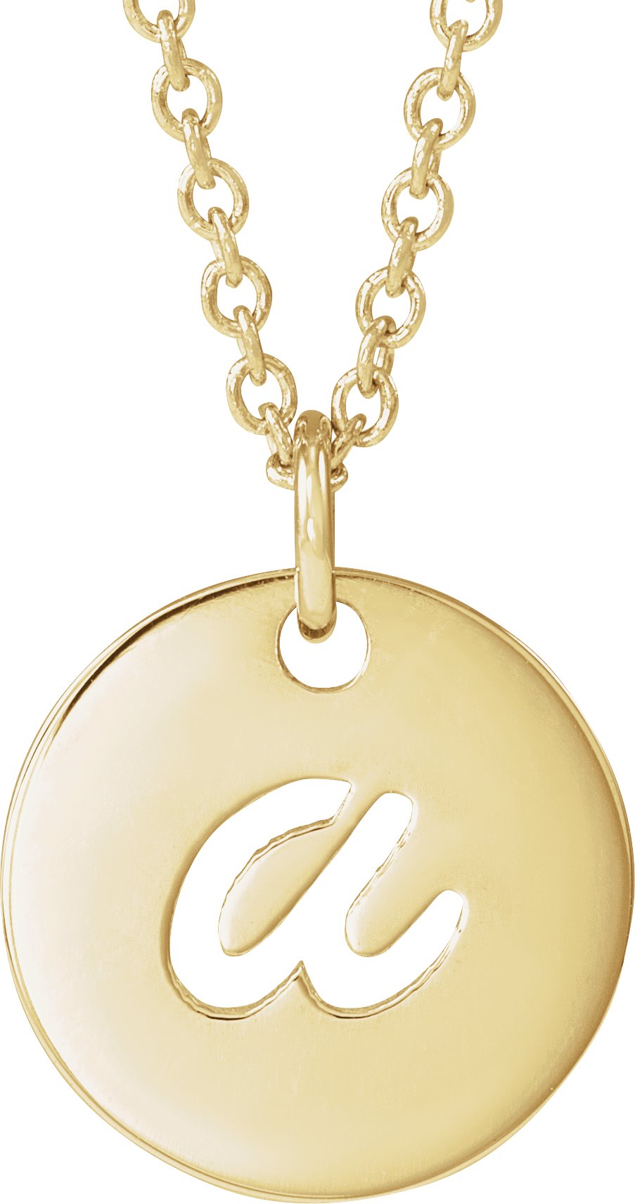 14K Yellow Script Initial A 16-18" Necklace 