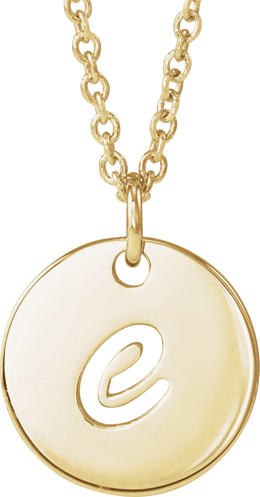 14K Yellow Script Initial E 16-18" Necklace 