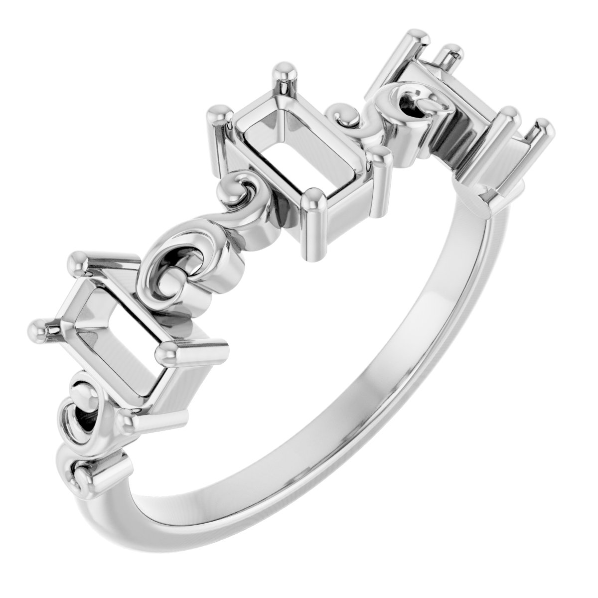 Sculptural Three-Stone Anniversary Band
