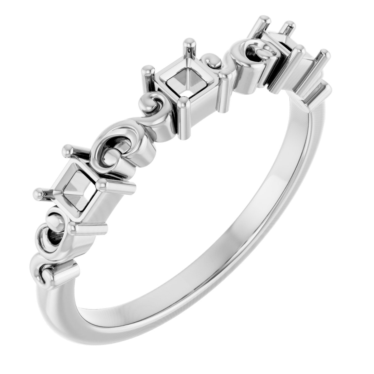 Sculptural Three-Stone Anniversary Band