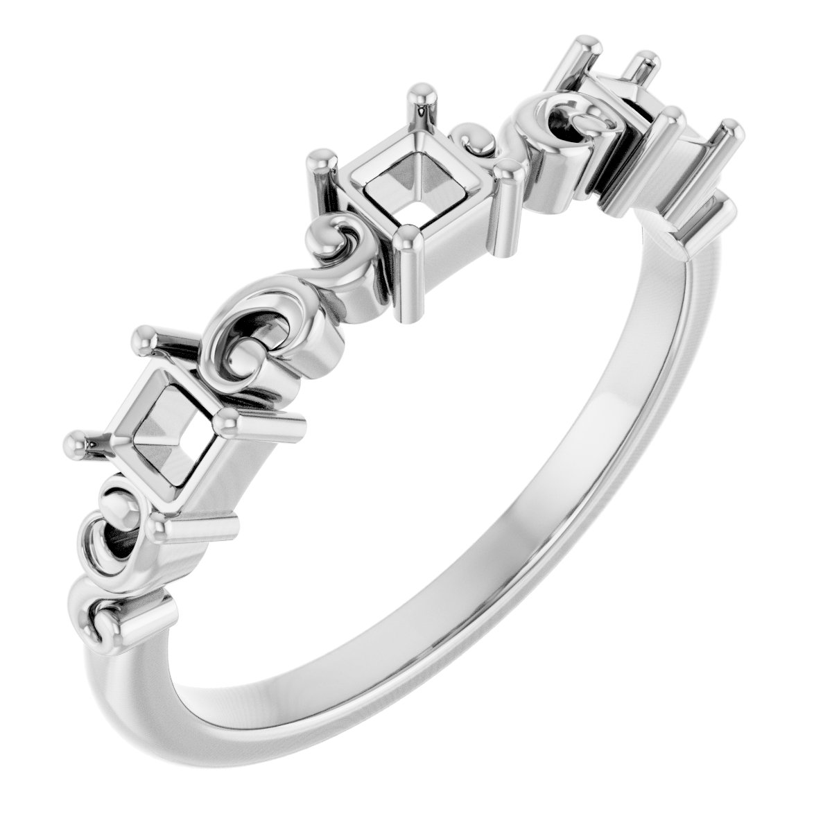 Sculptural Three-Stone Anniversary Band