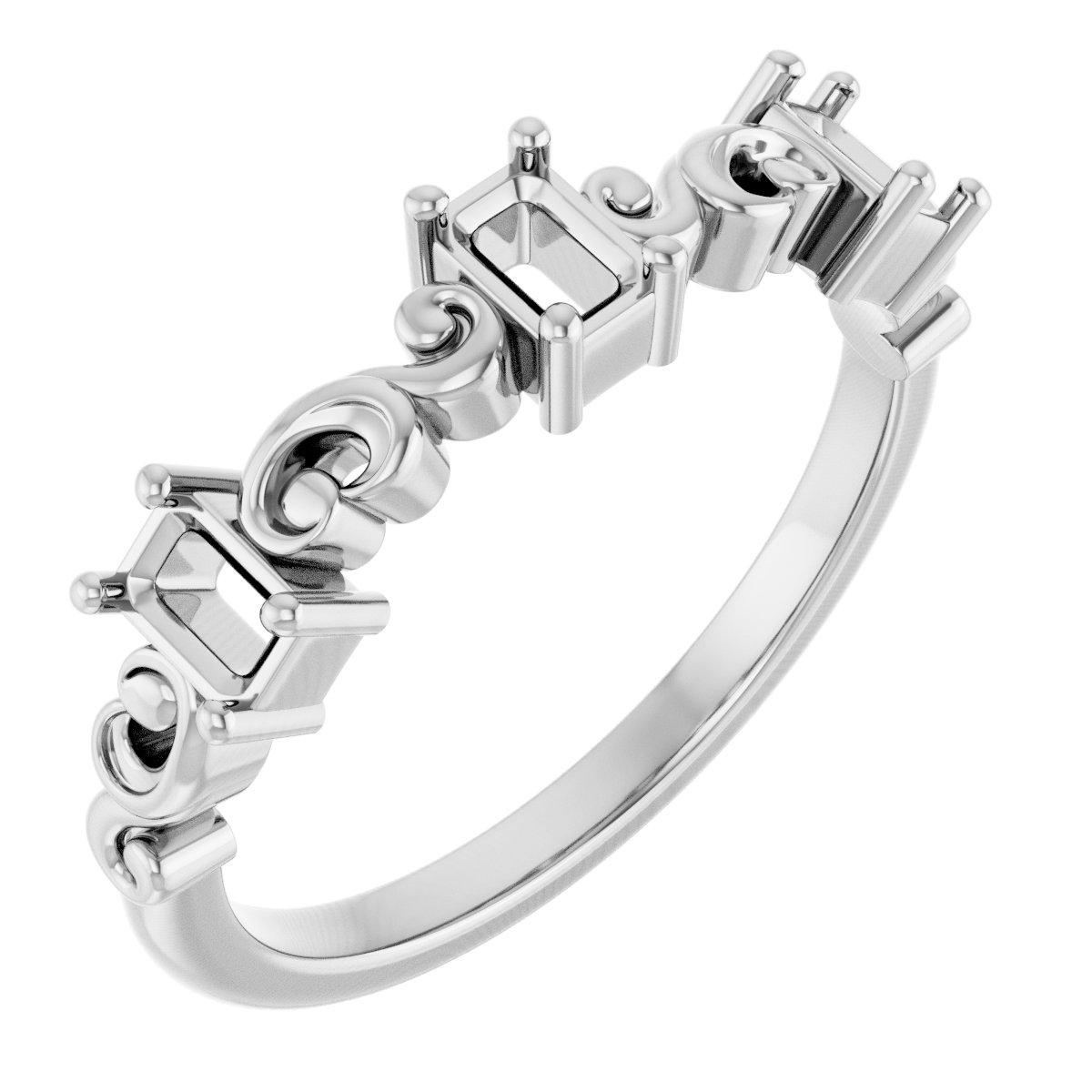 Sculptural Three-Stone Anniversary Band