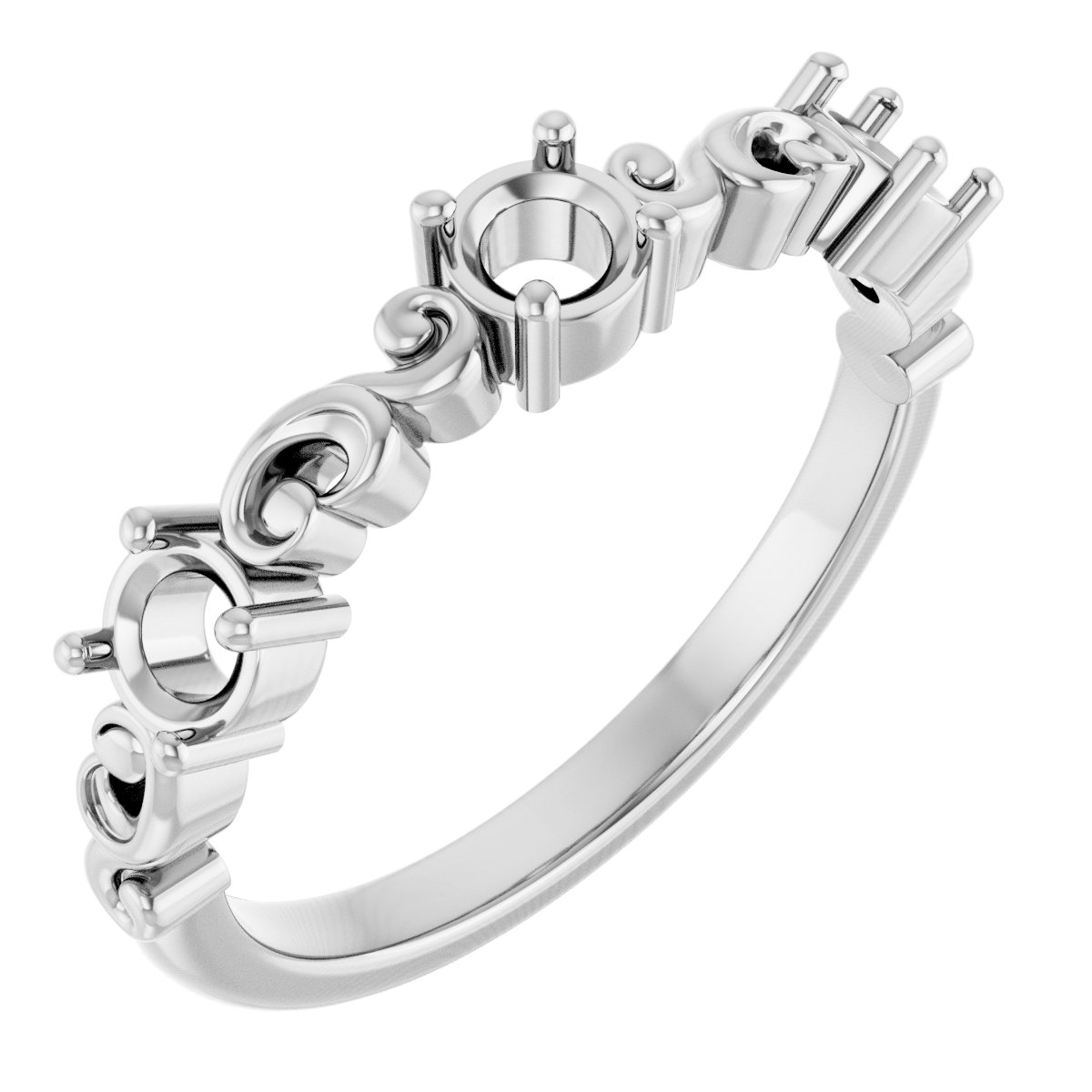 Sculptural Three-Stone Anniversary Band