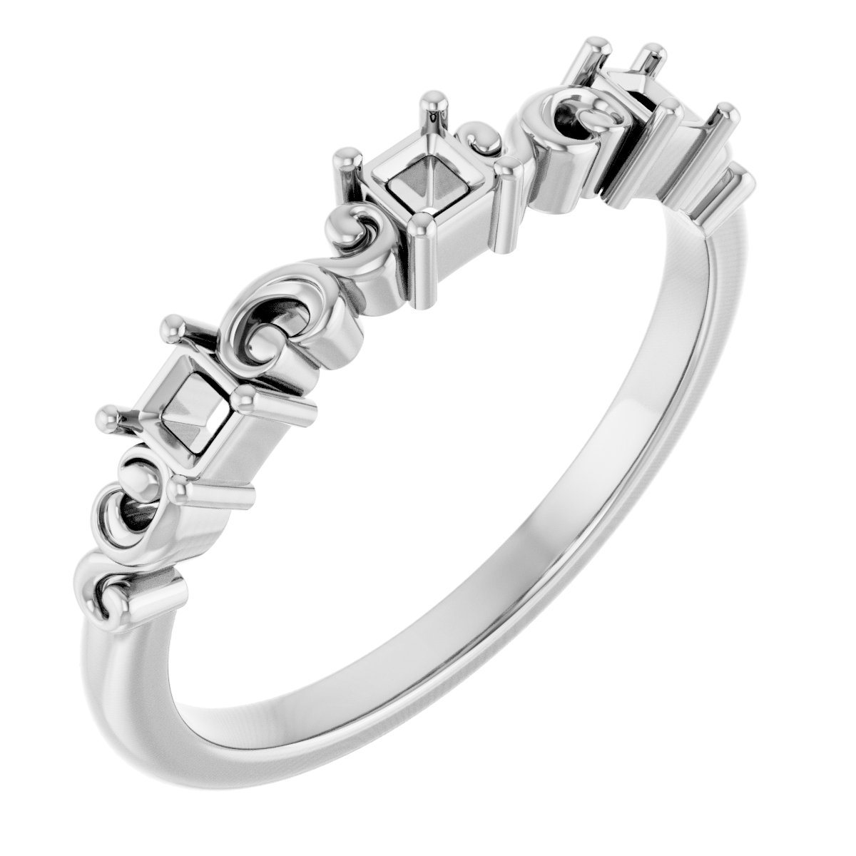 Sculptural Three-Stone Anniversary Band