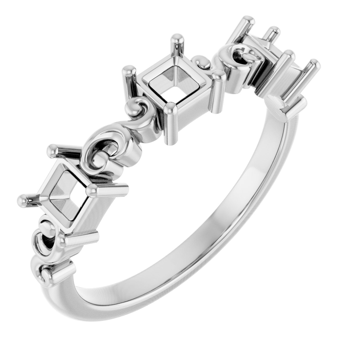 Sculptural Three-Stone Anniversary Band