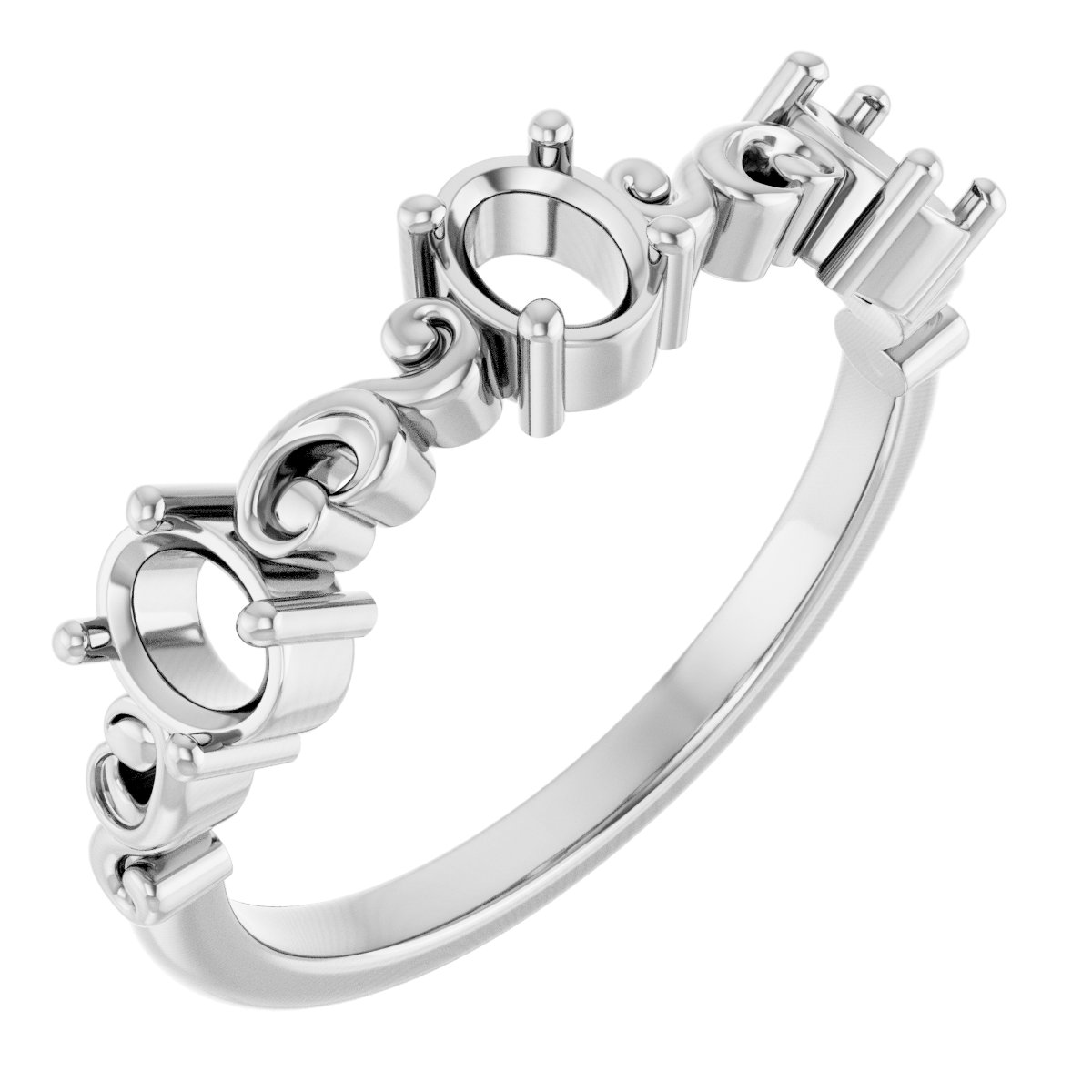 Sculptural Three-Stone Anniversary Band
