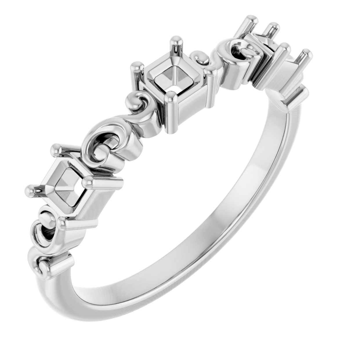 Sculptural Three-Stone Anniversary Band