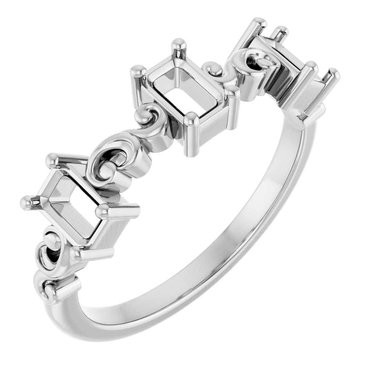 Sculptural Three-Stone Anniversary Band
