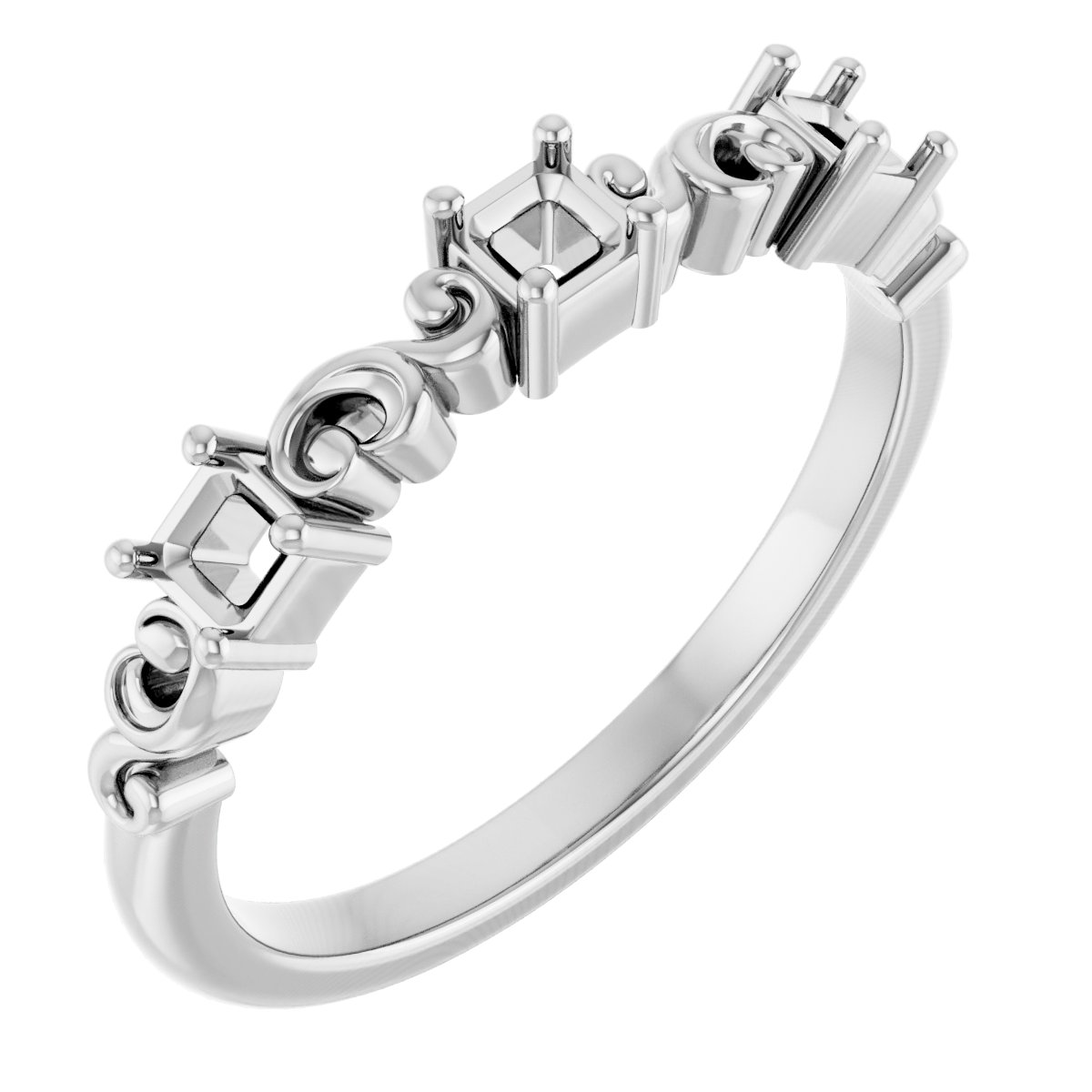 Sculptural Three-Stone Anniversary Band