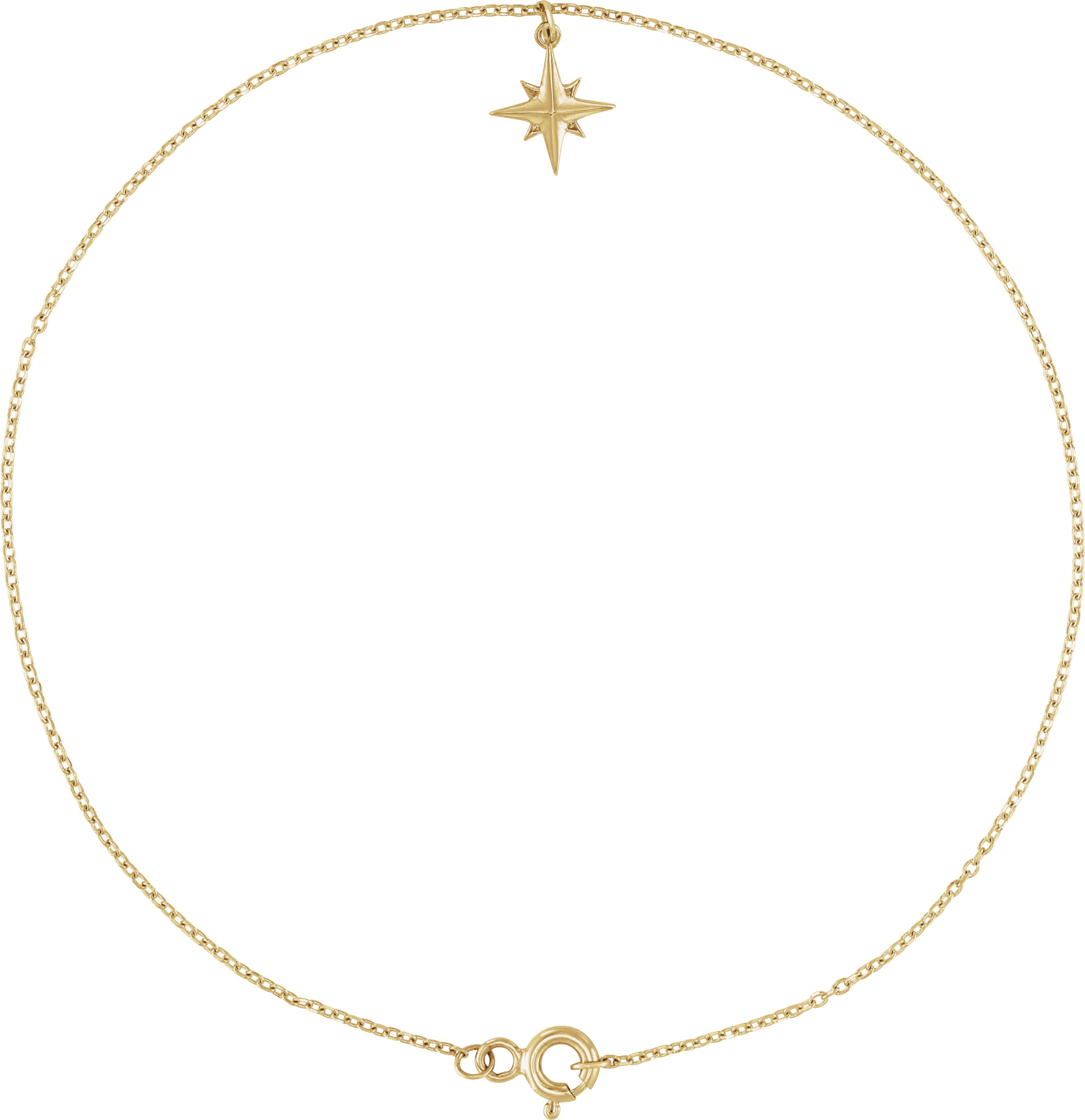 14K Yellow Star 9" Anklet