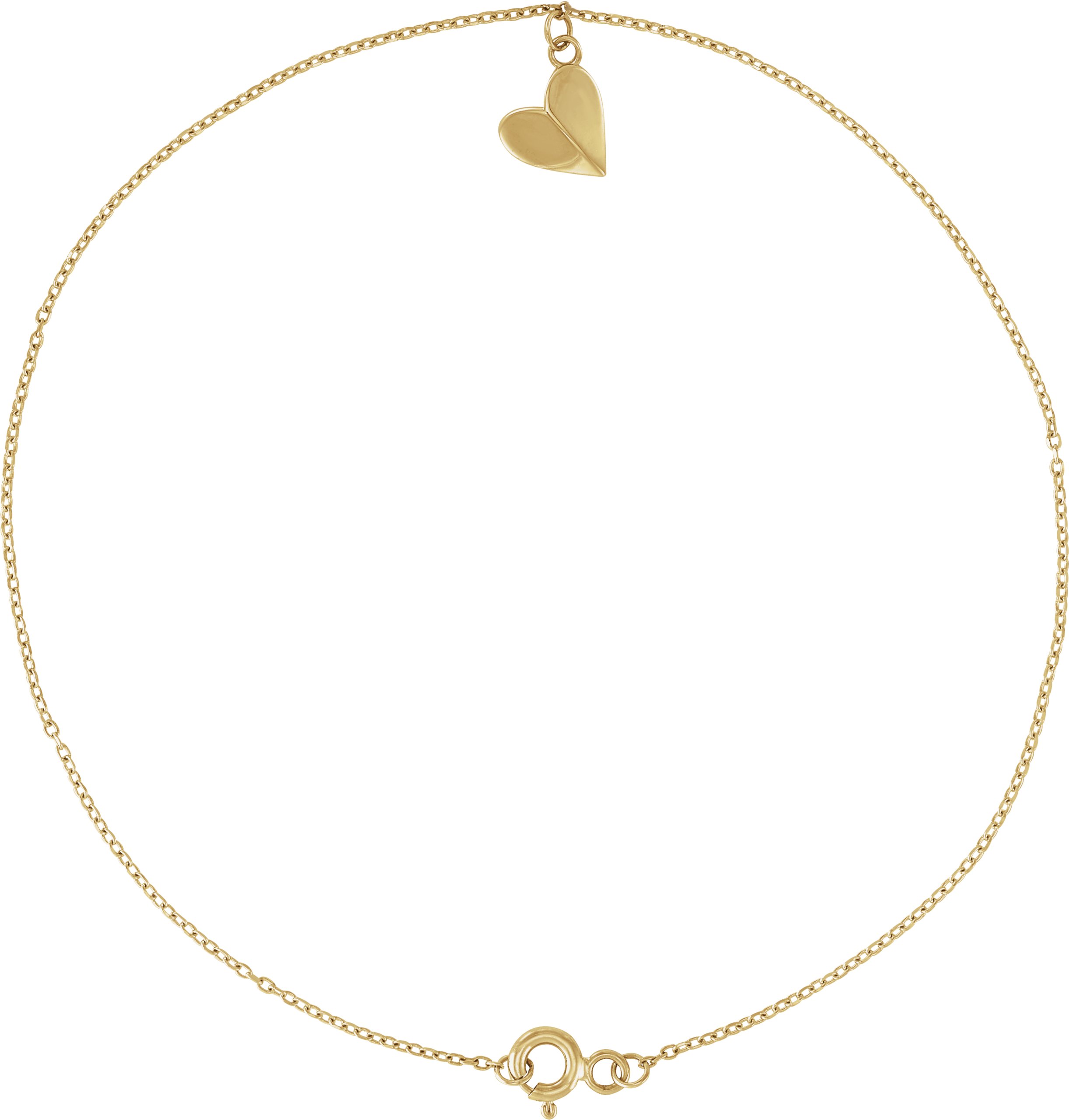 14K Yellow Heart 9" Anklet