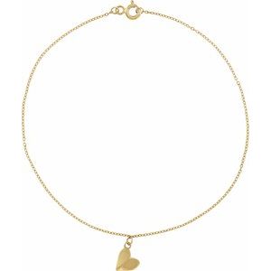 14K Yellow Heart 9" Anklet