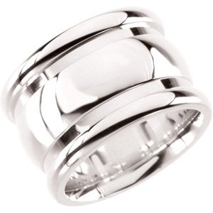 Sterling Silver 14 mm Grooved Band Size 6.5