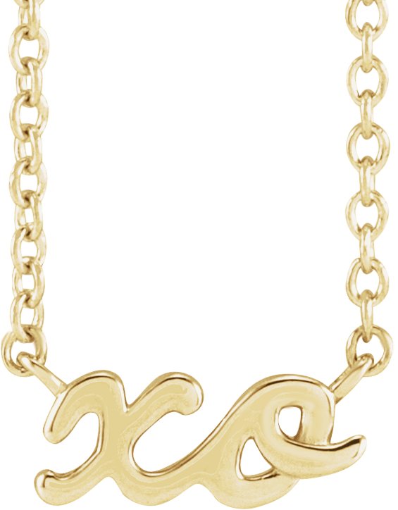 14K Yellow Script "XO" 16" Necklace