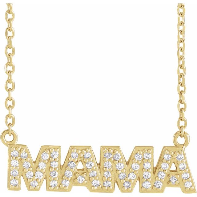 14K Yellow 1/10 Natural Diamond Mama 16 Necklace