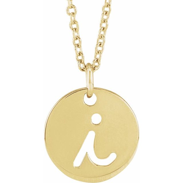 14K Yellow Script Initial I 16-18 Necklace 