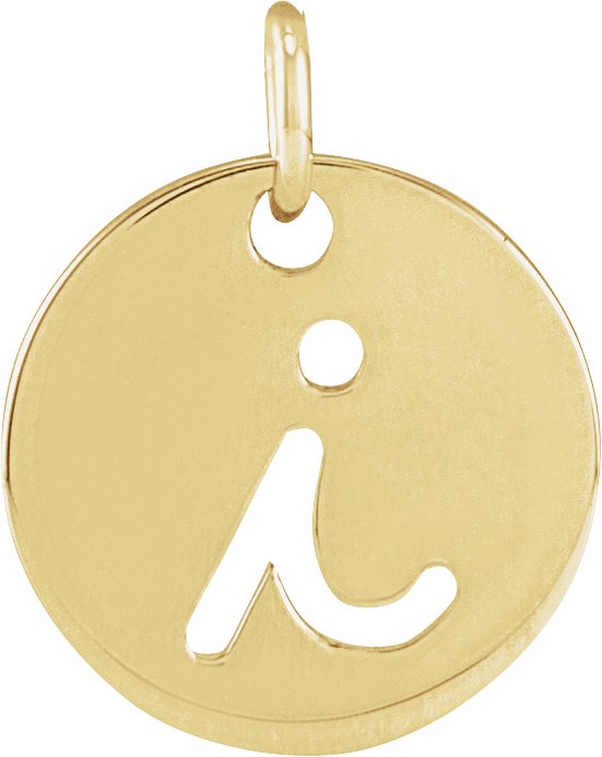 14K Yellow Script Initial I Pendant