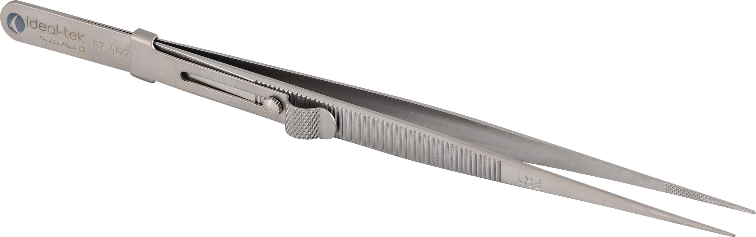 Ideal-Tek Stainless Steel Grooved Fine Tip Locking Tweezers