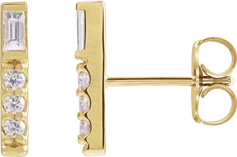 14K Yellow 1/5 CTW Natural Diamond Bar Earrings