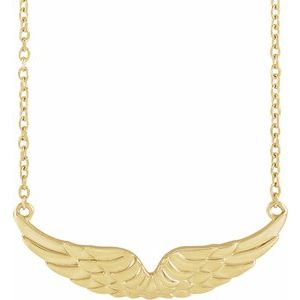14K Yellow Angel Wings 18" Necklace