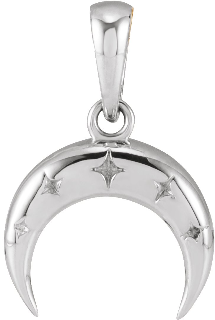 Sterling Silver 17.8x11.9 mm Crescent Moon Pendant