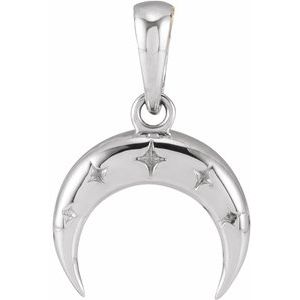 Sterling Silver 17.8x11.9 mm Crescent Moon Pendant